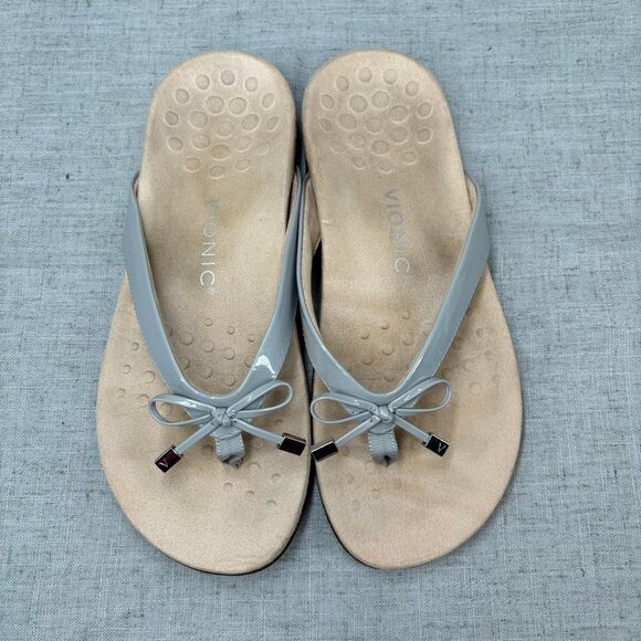 Vionic Bella Sandals‎ Grey Flip Flop Thongs Slides Slip On Women’s Size 9 - Picture 4 of 10